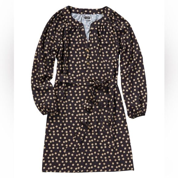 mudpie Tan & Black Samantha Dress Shirt Dress Size Medium Polka Dot - Picture 9 of 9